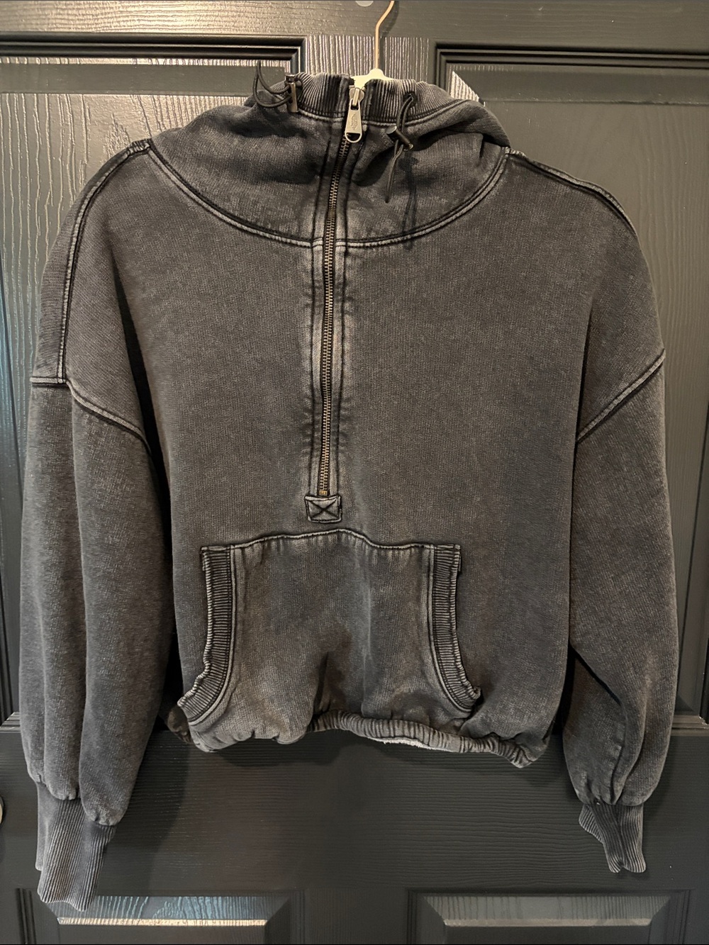 FP Movement by Free People Washed Black Half-Zip Pullover Hoodie